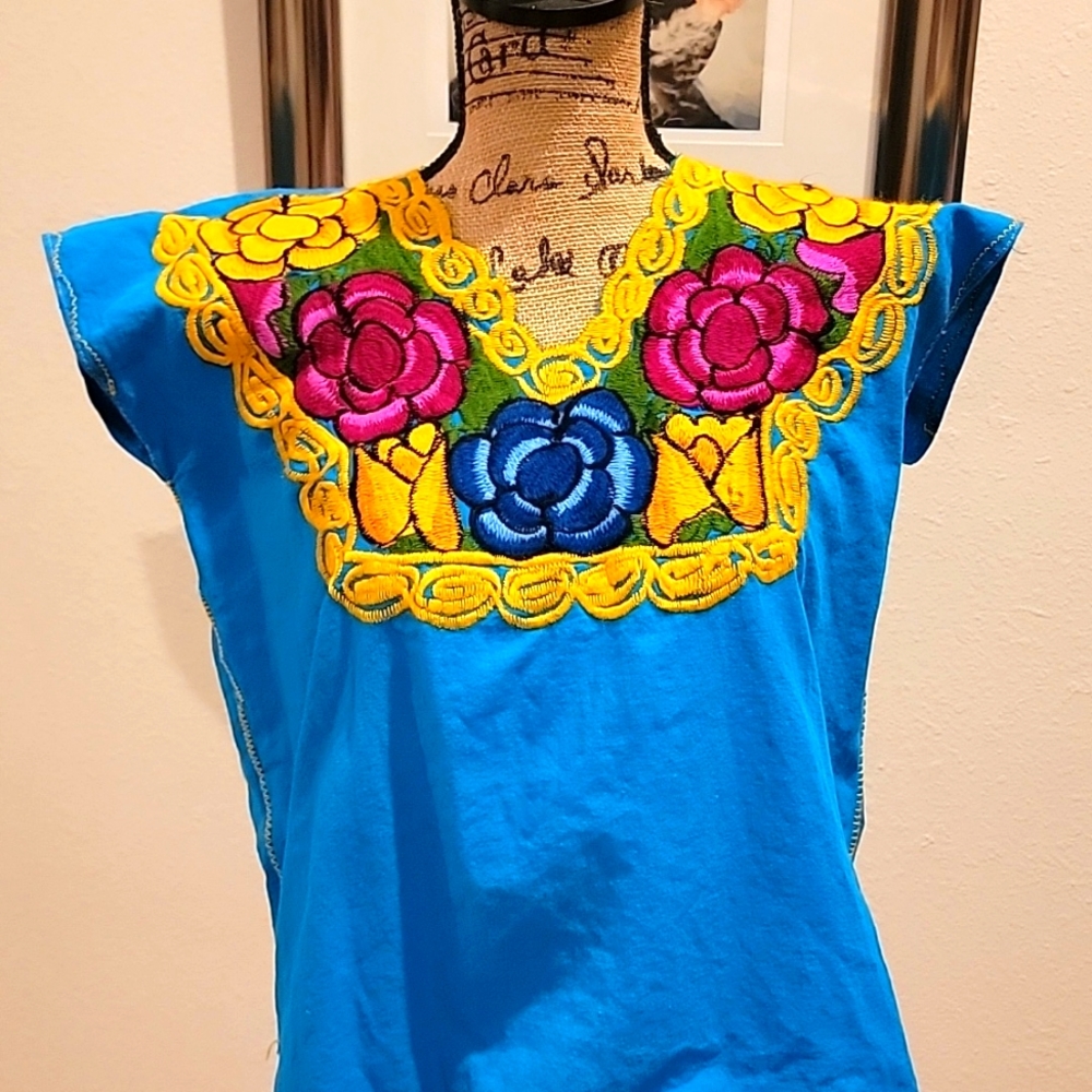 Imported Hand Embroidered Mexican Top Boho Embellished